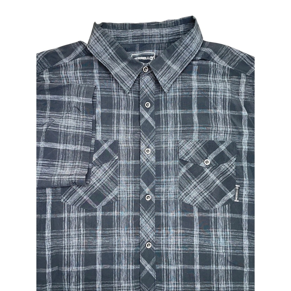 Merrell Shirt Medium Plaid Opti-Wick Button Up Short Sleeve Outdoors Hiking